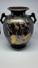 Vintage Black Japanese Porcelain Kutani Cloisonne Pheasant Vase