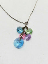 Sterling Silver Multicolored Faceted Crystal Dangle Bead Necklace