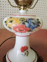 Vintage Milk Glass Floral Gone With The Wind Hurricane Parlor Lamp Electric