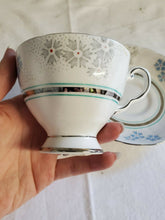 Vintage Tuscan Fine English Bone China Blue/Silver Snowflake Cup & Saucer