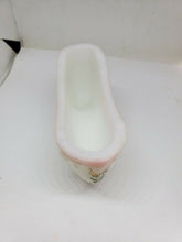 Vtg Fenton White Milk Glass Ladies Shoe Trinket Holder Hand Painted By T Baskins