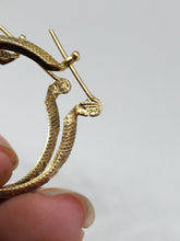 Vintage Sterling Silver Gold Plated Vermeil Diamond Cut Hoop Earrings