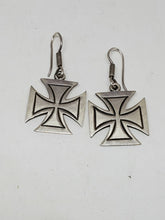 Vintage Nino 925 Sterling Silver Maltese Cross Dangle Earrings