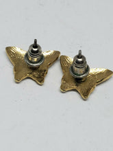 Vintage Gold Tone Cloisonne Enamel Butterfly Stud Earrings