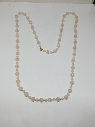 14k Yellow Gold Pink Jade Round Bead Knotted Necklace 27.5