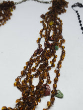 Lot Of 3 Beaded Costume Jewelry Necklaces Gemstone Chip Seed Bead Rhinestone