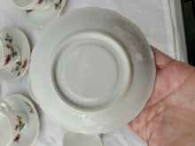 Antique Set Of 8 Demitasse Cup And Saucers Floral Rose Pattern