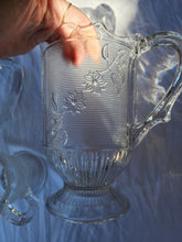 Vintage Clear Cut Glass Dotted And Twisted Pattern Flower Pitchers