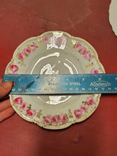 Antique Pair Of Pink Roses Gold Trim Edge Porcelain Dessert Plates CT Bavaria
