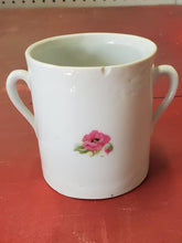 Antique Germany Double Handle Mug Hand Painted Flowers