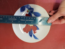 Vtg Nippon Japan Mt Fuji Mark Hand Painted Red Flower Blue Leaves Display Plate