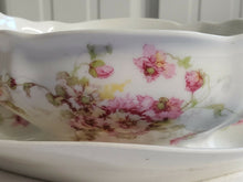 Antique WmGuerin & Co Limoges France White Porcelain Pink Floral Gravy Boat