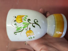 Vintage Ceramic Hand Painted Yellow Bell Flowers Egg Coddler Cups