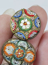 Vintage Italian Micro Mosaic Flower Single Clip Earrings Set Of 3 Craft or Wear