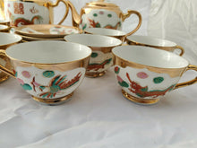 Vintage Chinese Red And White Gold Plated Dragon And Phoenix Double Tea Set