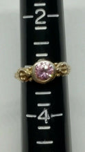 Vintage Navajo Sterling Silver 925 Pink Round Cut CZ Leaf Design Ring