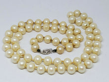 Vintage 14k White Gold Hand Knotted Faux Pearl Necklace 26"