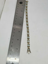 Sterling Silver Aquamarine Hugs And Kisses XOXO Tennis Bracelet 925 HAN THAI