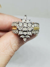 Vintage Sterling Silver Gold Plated Diamond Cluster Ring Size 8