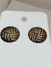 Sterling Silver Volleyball Disc Repousse Stud Earrings