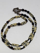Sterling Silver Dalmatian Jasper Rectangular Beaded Necklace Bead Toggle Clasp