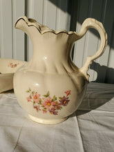 Antique 1887 Ironstone Floral Pitcher And Wash Basin