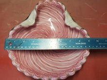 Vintage Murano Art Glass Pink Ribbon Swirl Gold Glitter Bowl Scalloped Sea Shell