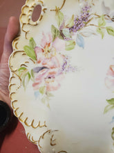 Antique Laviolette Limoges France Pink Flowers Gold Trim Charger Serving Platter