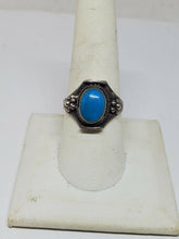 Vintage 800 Silver HB Harvey Begay Blue Turquoise Bead Accent Ring Size 8.5