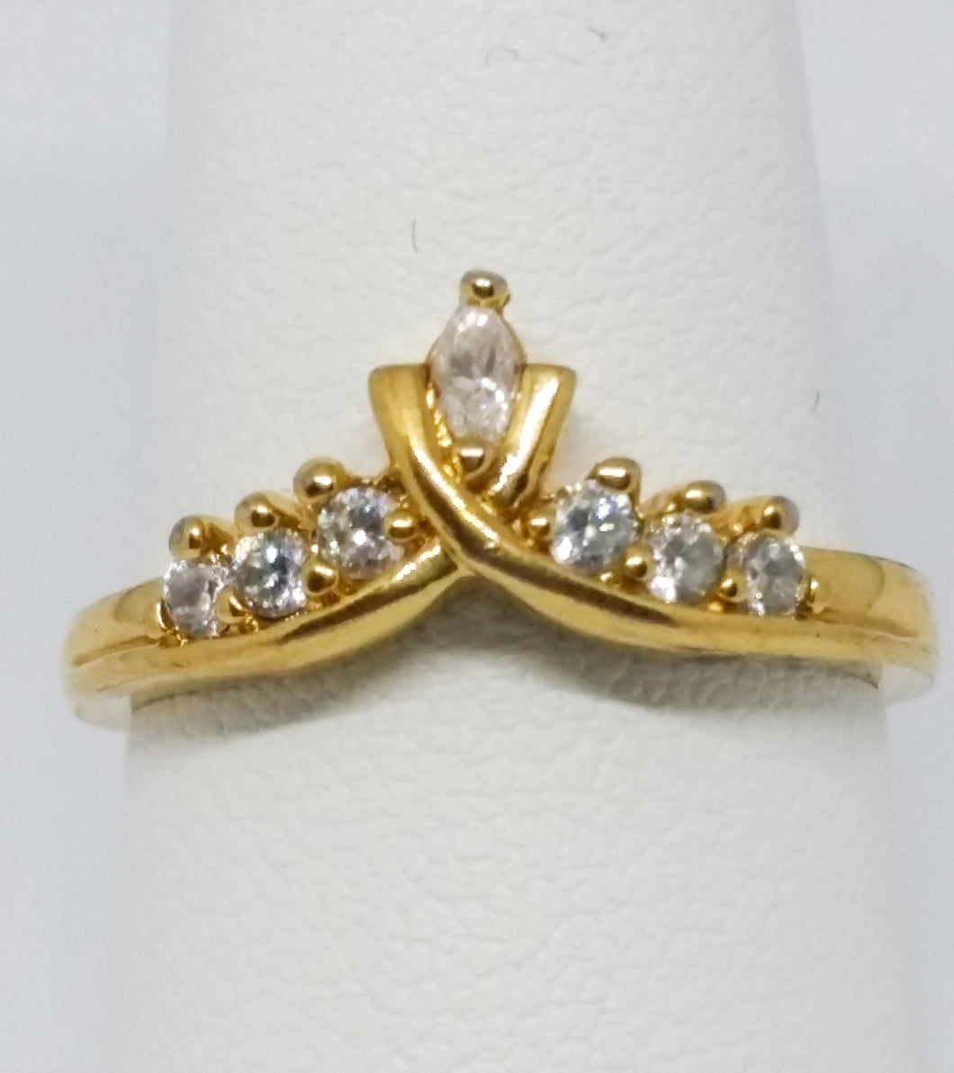 Nevada Mines Crown Style Ring w/ Marquise and Round Cut Clear Stones